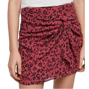 All Saints Bright Pink Leopard Rylie Roar Mini Skirt Revolve Size 0 Animal Print